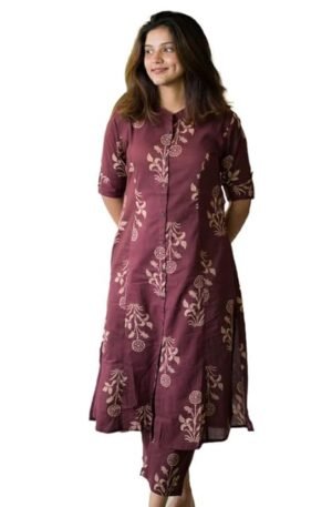 Women Fit and Flare Maroon Knee Length Dress