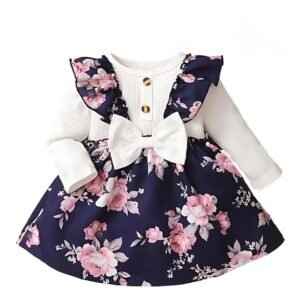 Buy & Try by Dharmikaay Girl's Lycra Floral Printed Frock Dress for Girls Short Frock Baby Princess Western Dresses| Stylish Fancy Kids Clothing for New Year, Fashion.