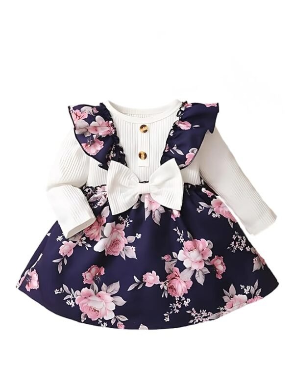 Buy & Try by Dharmikaay Girl's Lycra Floral Printed Frock Dress for Girls Short Frock Baby Princess Western Dresses| Stylish Fancy Kids Clothing for New Year, Fashion.