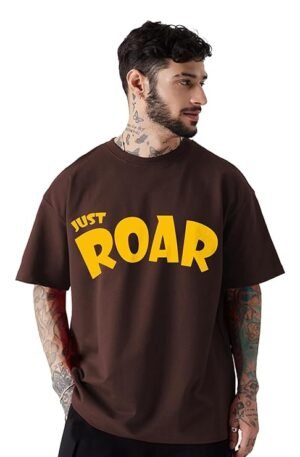 LEOTUDE Men's Cottonblend Oversized Half Sleeve Round Neck Regular Fit T-shirt