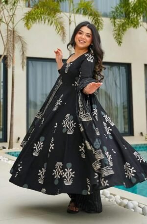 Amayra Women's Pure Cotton Printed Straight Kurta Set with Palazzo Pants & Dupatta- Ethnic Wear, White