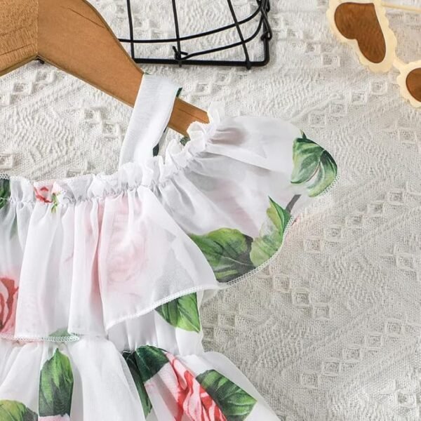 Buy & Try by Dharmikaay Girl's Lycra Floral Printed Frock Dress for Girls Short Frock Baby Princess Western Dresses| Stylish Fancy Kids Clothing for New Year, Fashion. - Image 5
