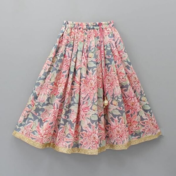 GORLYA Girls Ethnic Wear Rayon Flower Printed Readymade Lehenga Choli Set - Image 3