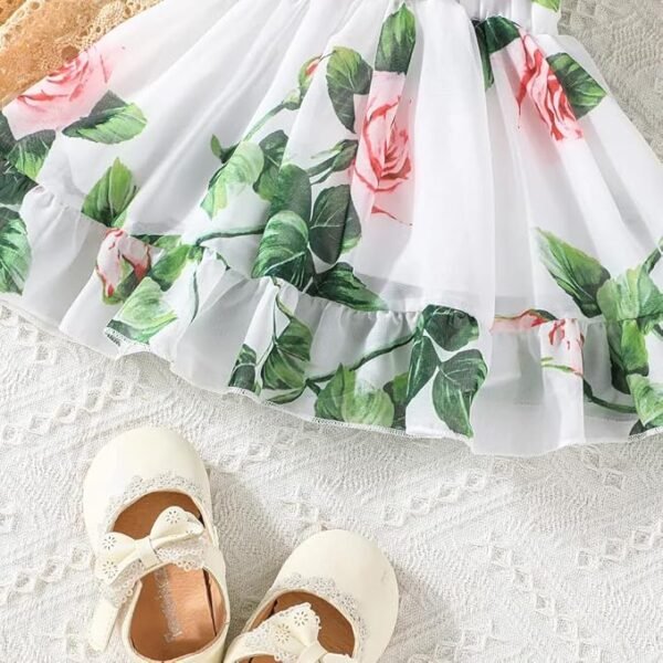 Buy & Try by Dharmikaay Girl's Lycra Floral Printed Frock Dress for Girls Short Frock Baby Princess Western Dresses| Stylish Fancy Kids Clothing for New Year, Fashion. - Image 6