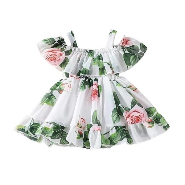 Buy & Try by Dharmikaay Girl's Lycra Floral Printed Frock Dress for Girls Short Frock Baby Princess Western Dresses| Stylish Fancy Kids Clothing for New Year, Fashion. - Image 2