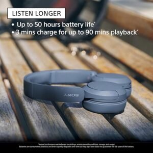 Sony WH-CH520 Wireless Bluetooth Headphones On Ear with Mic, Up to 50Hrs Battery, Quick Charge, DSEE Upscale, Multipoint Connectivity, Voice Assistant, Customized EQ-Black