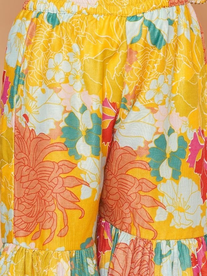 Naixa Girls Rayon Fabric Floral Printed 3/4 Sleeve Sharara Dress Set For All Occasion salwar suit - Image 3