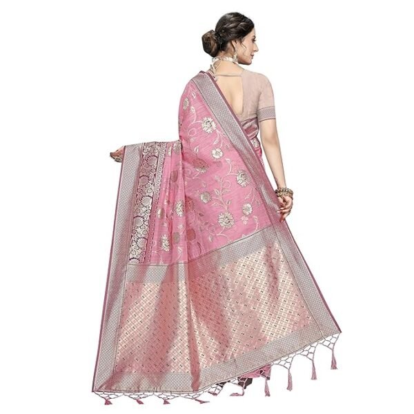 Rekha Maniyar Womens Cotton Woven Banarasi Silk Saree With Unstitched Blouse (KALPANA) - Image 3