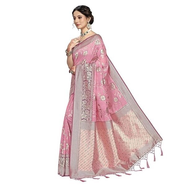 Rekha Maniyar Womens Cotton Woven Banarasi Silk Saree With Unstitched Blouse (KALPANA) - Image 2