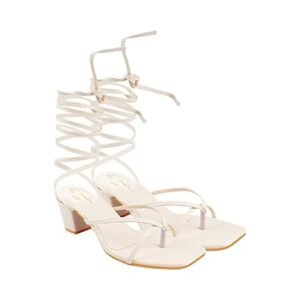 Women's Strappy Lace-Up Gladiator Heels Block Heel Sandals Toe Ring Open Toe ||Square Front Dress Stylish & Comfortable for Casual or Semi-Formal Party