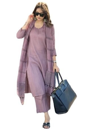 Brand: ANNI DESIGNER ANNI DESIGNER Women's Rayon Blend Solid Straight Kurta with Pant & Dupatta