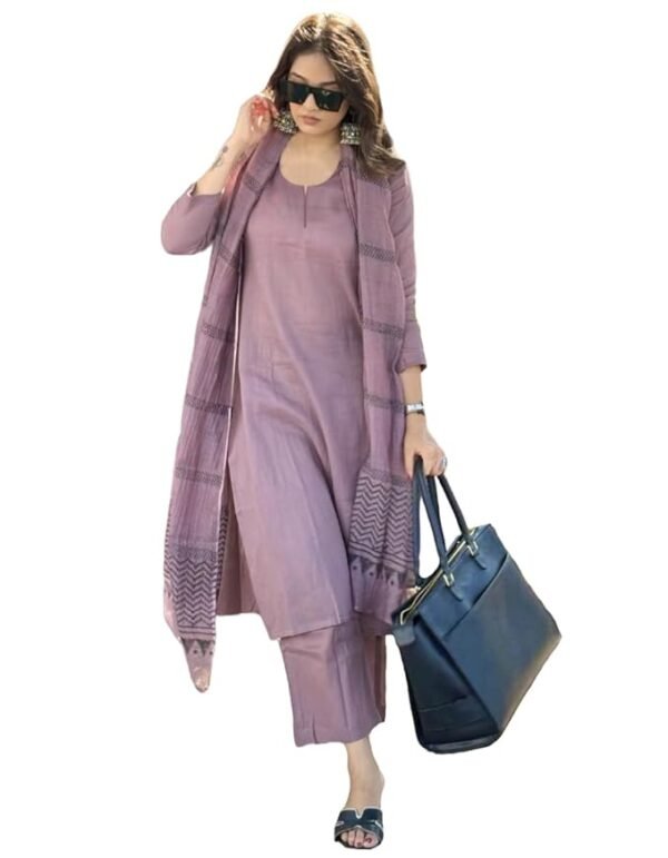Brand: ANNI DESIGNER ANNI DESIGNER Women's Rayon Blend Solid Straight Kurta with Pant & Dupatta