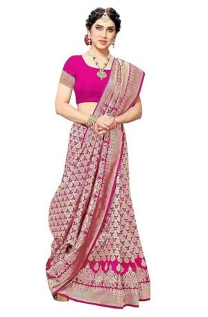 Yashika Women's Trendy Banarasi Kanjivaram Navy Color Art Silk Saree with Blouse Material