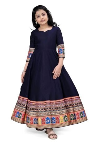 Fashion Dream Girls Crepe Silk Digital Printed Maxi Dress|Dresses for Girls|Fit and Flared Dress