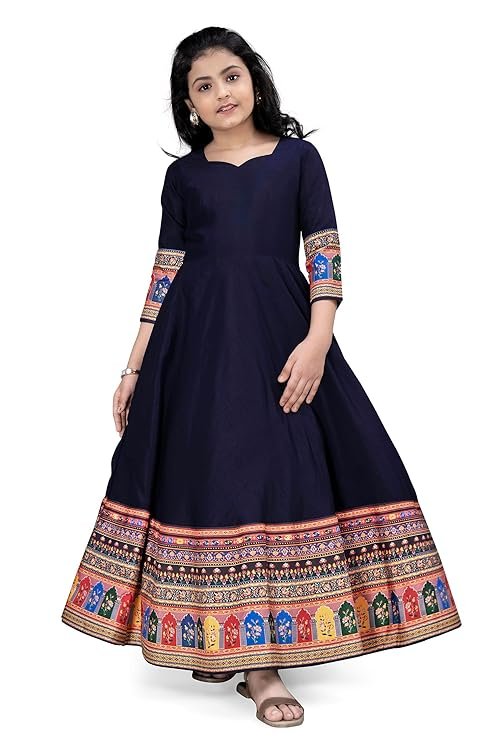 Fashion Dream Girls Crepe Silk Digital Printed Maxi Dress|Dresses for Girls|Fit and Flared Dress