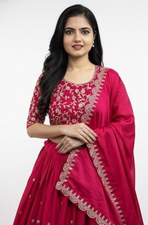 Embroidered Lehenga Choli with Dupatta for Women | Wedding, Haldi, Festive | Heavy Floral Thread & Sequence Work |