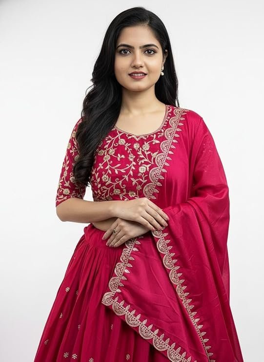 Embroidered Lehenga Choli with Dupatta for Women | Wedding, Haldi, Festive | Heavy Floral Thread & Sequence Work |