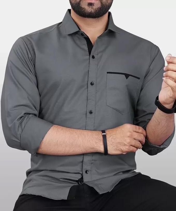 Men's Regular Fit Solid Soft Touch Cotton Casual Shirt with Spread Collar & Full Sleeves - Image 3