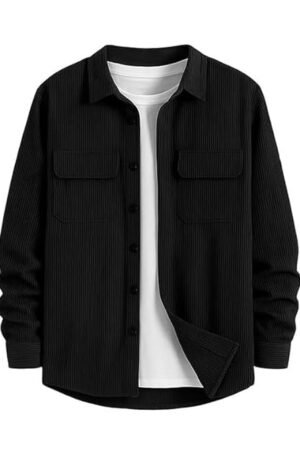 DEELMO Men’s Full Sleeve Corduroy Shirt | Stylish Textured Casual Button-Down Shacket for Autumn Winter | Dual Pocket Front Design | Ideal for Layering and Daily Outfits 3.8 3.8 out of 5 stars   (152)