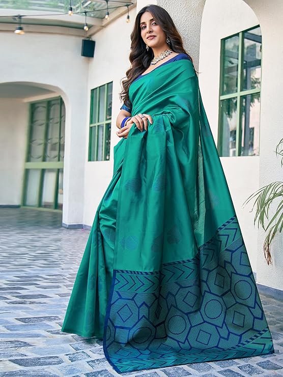 SAMAH Women'smorden Banarasi Silkched Blouse modern banarasi saree blouse design - Image 2