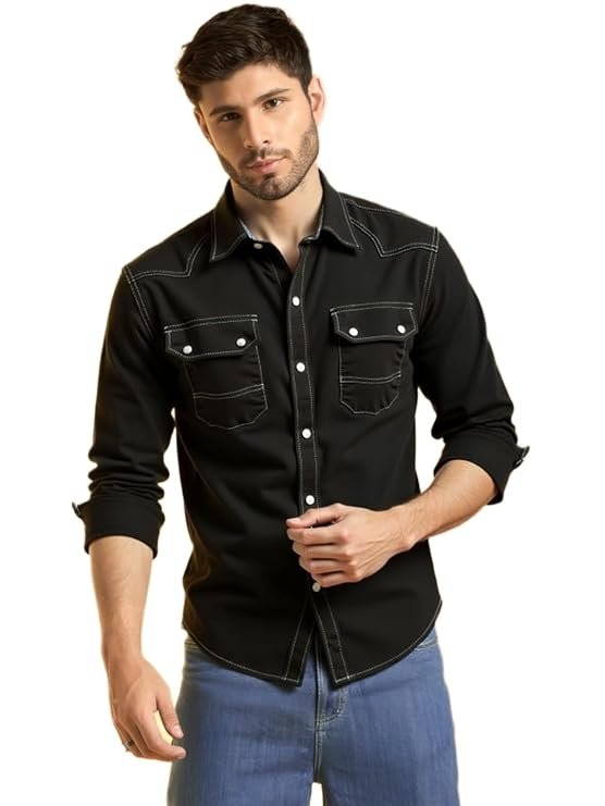 MAYKR Men Shirt| Mens Black Denim14