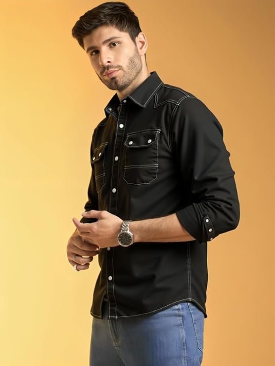 MAYKR Men Shirt| Mens Black Denim14 - Image 2