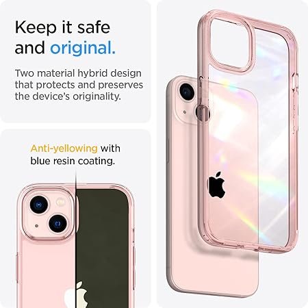 Spigen Ultra Hybrid Back Cover Case Compatible with iPhone 13 (TPU + Poly Carbonate | Rose Crystal) - Image 3