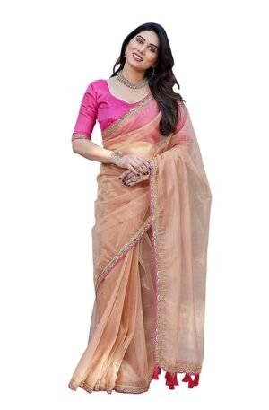 Yashika Women's New Bollywood Soft Tissue Silk Saree With Blouse Material