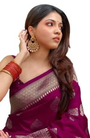 C J Enterprise Women's Kanjivaram Art Silk Saree Soft Banarasi Style Sari With Blouse Piece For Wedding (Pari122-51)