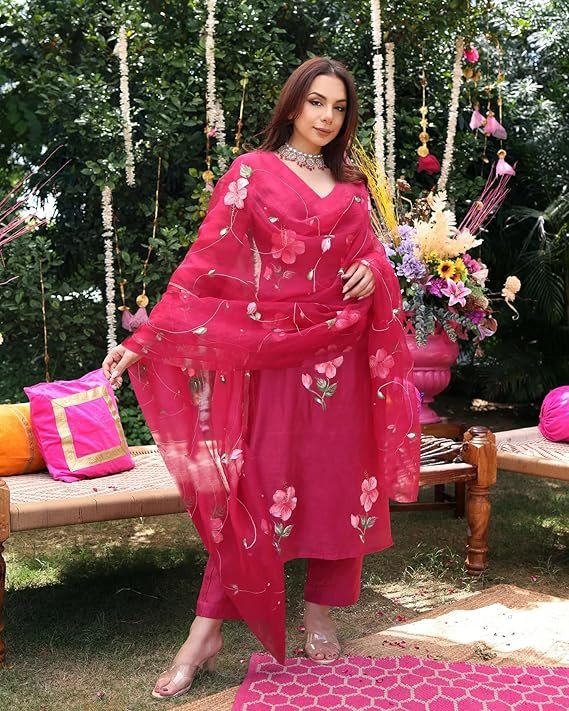 Designer Women’s Rayon Printed Kurta Set with Pant & Dupatta - Image 4