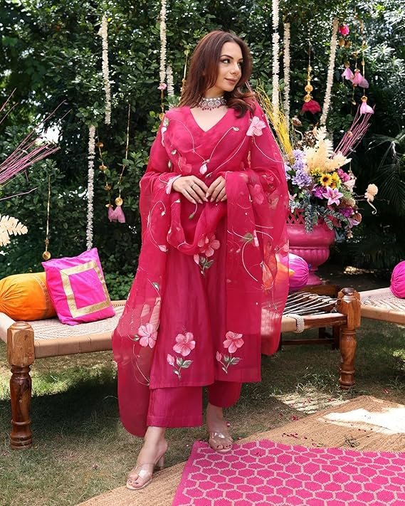 Designer Women’s Rayon Printed Kurta Set with Pant & Dupatta - Image 5