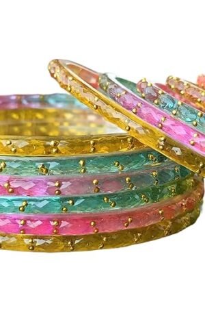 JPS Plain and Glossy Finished Raindrop Glass Bangles Set for Women & Girls | Traditional Ethnic Chudi for Wedding, Party & Regular- Set of 12 Pcs of One Colour | Wedding Special