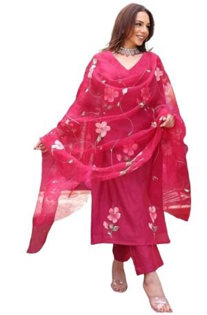 Designer Women’s Rayon Printed Kurta Set with Pant & Dupatta